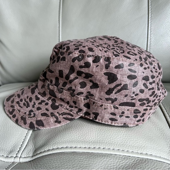 GRAY Saks Fifth Avenue Linen Cotton Leopard Print Cap Hat Animal Print - Picture 14 of 14